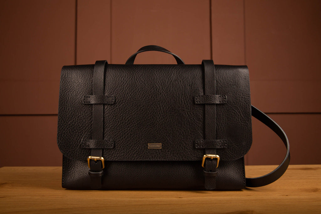 LEATONE Tokyo leather briefcase in whiskey color - Robert W. Stolz