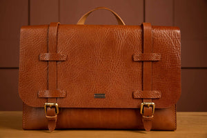 LEATONE Tokyo leather briefcase in whiskey color - Robert W. Stolz