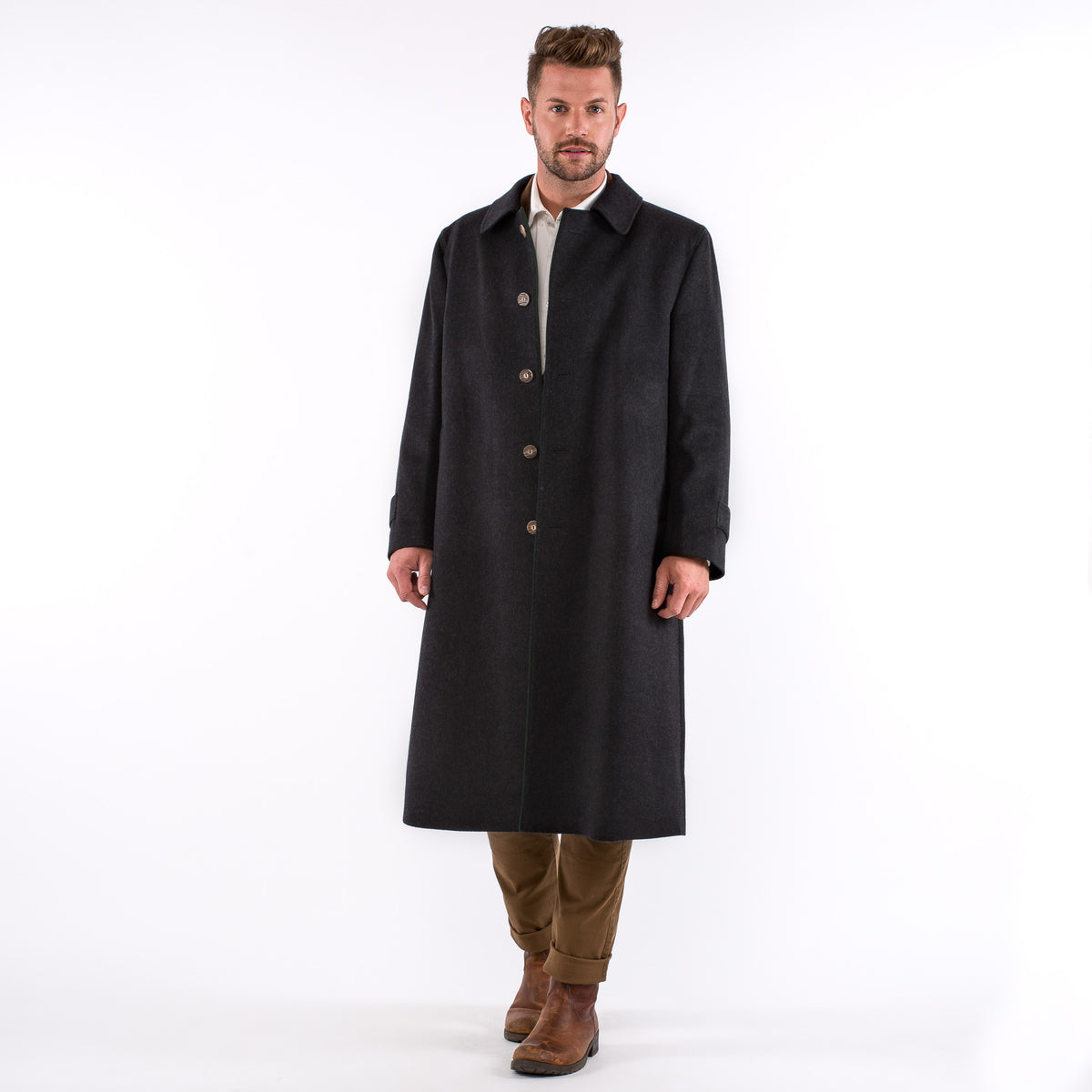 Markus - Men's Loden Wool Duffel Coat Detachable Hood - RWS