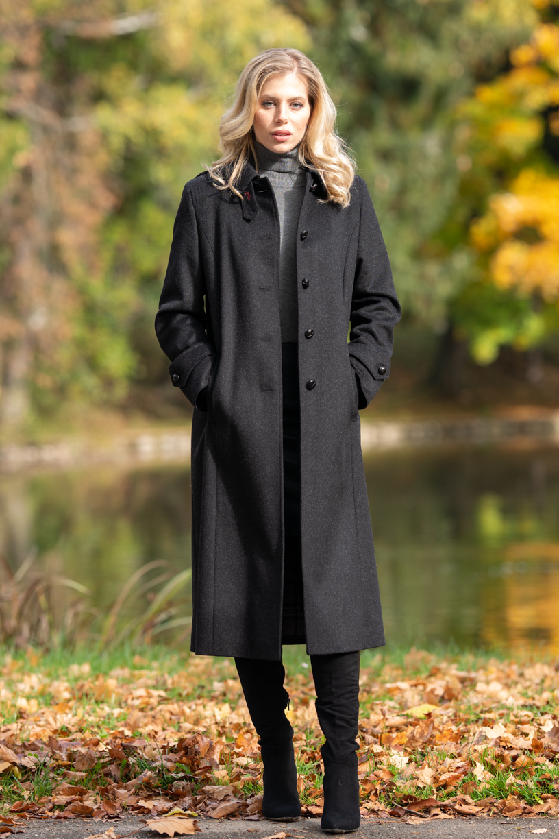 Norwegian Wool Women's Down Wrap Coat - Black - Size M